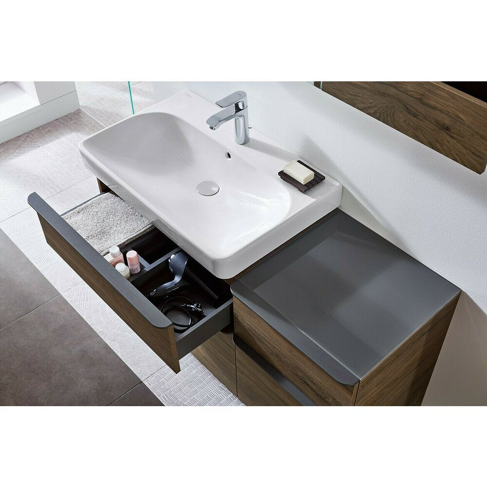 Geberit Smyle Square Base Cabinet for Wall-Mounted Washbasin, 2 Drawers, 59 cm
