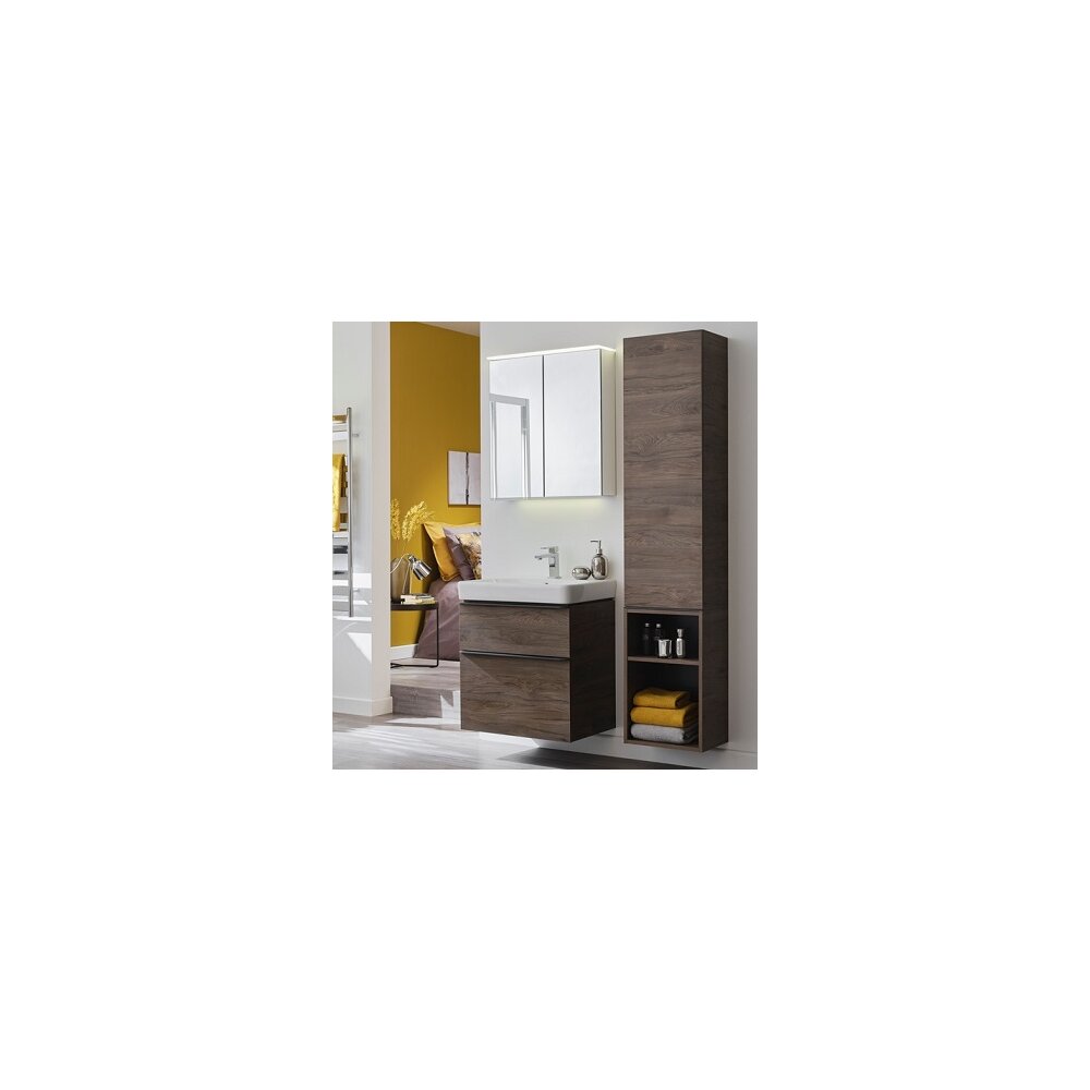 Долна шкаф за висяща мивка Geberit Smyle Square орех 2 чекмеджета 59 см