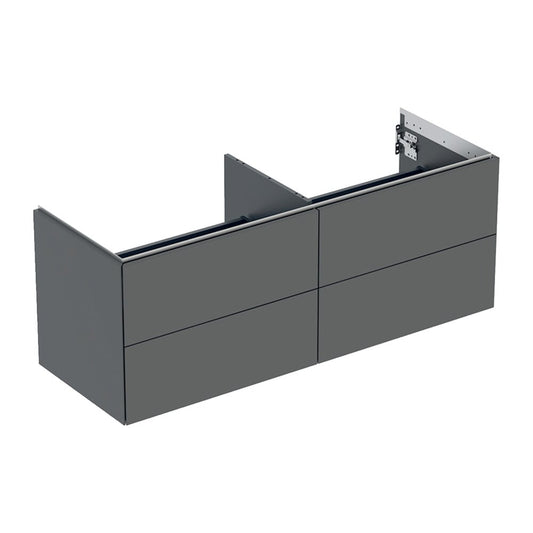 Geberit One Wall-Mounted Base Cabinet with Matte Lava Finish 135 cm and 4 Drawers