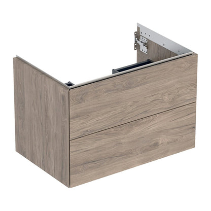 Geberit One Wall-Mounted Base Cabinet American Walnut Hickory 75 cm with 2 Drawers