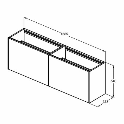 Wall-mounted base cabinet Ideal Standard Atelier Conca 2 drawers 160 cm matte white
