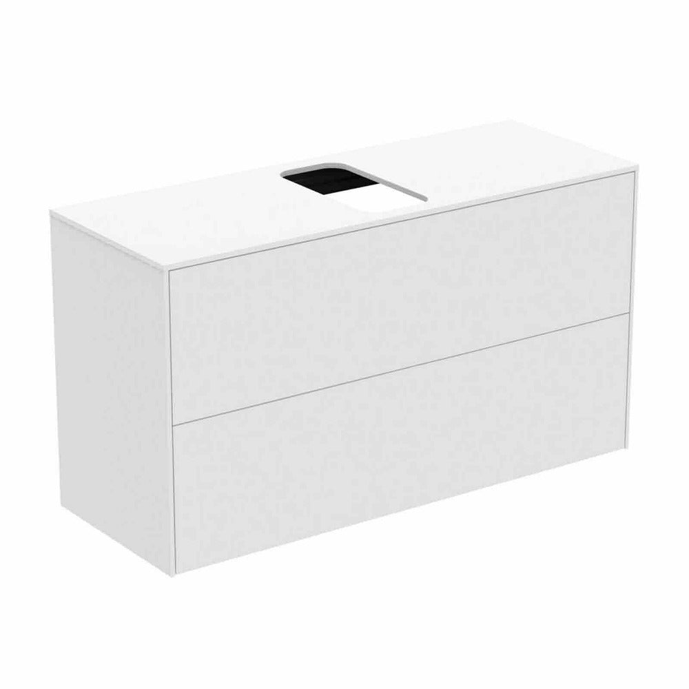 Suspended Base Cabinet Ideal Standard Atelier Conca 2 Drawers and Central Cutout Top 100 cm Matte White