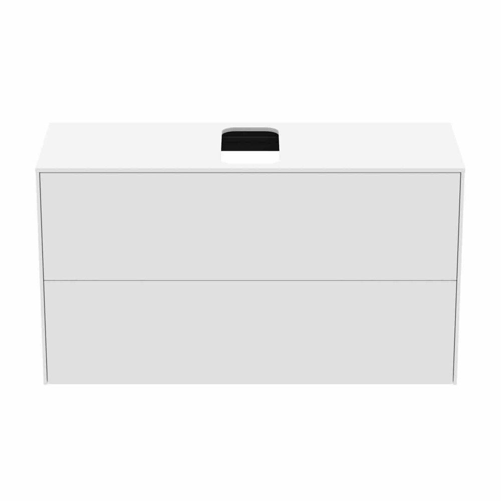 Suspended Base Cabinet Ideal Standard Atelier Conca 2 Drawers and Central Cutout Top 100 cm Matte White