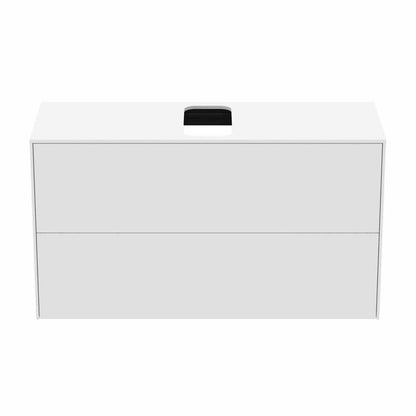 Suspended Base Cabinet Ideal Standard Atelier Conca 2 Drawers and Central Cutout Top 100 cm Matte White