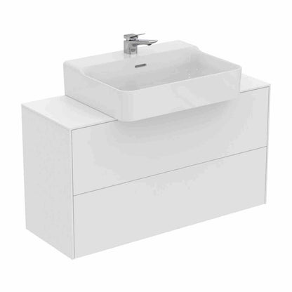 Suspended Base Cabinet Ideal Standard Atelier Conca 2 Drawers and Central Cutout Top 100 cm Matte White