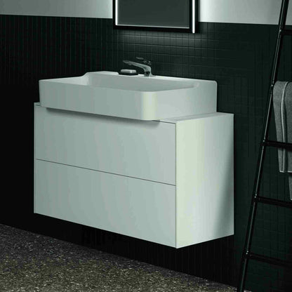 Suspended Base Cabinet Ideal Standard Atelier Conca 2 Drawers and Central Cutout Top 100 cm Matte White
