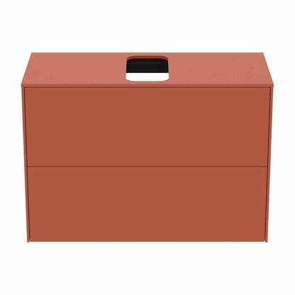 Suspended Base Cabinet Ideal Standard Atelier Conca 2 Drawers and Central Cutout Top 80 cm Matte Red - Orange