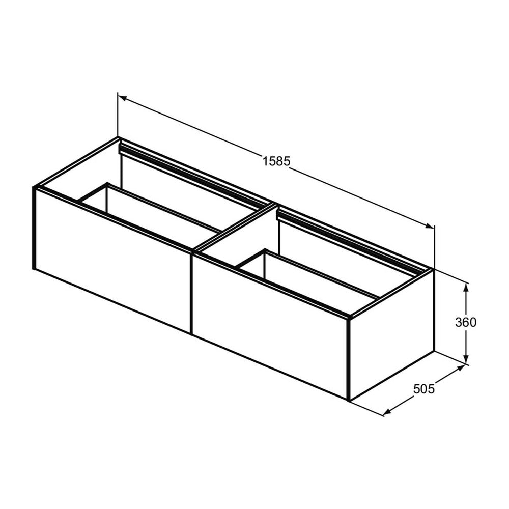 Suspended Base Cabinet Ideal Standard Atelier Conca Matte White 2 Drawers 160 cm