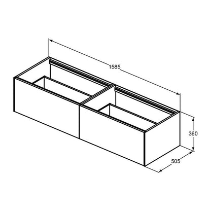 Suspended Base Cabinet Ideal Standard Atelier Conca Matte White 2 Drawers 160 cm