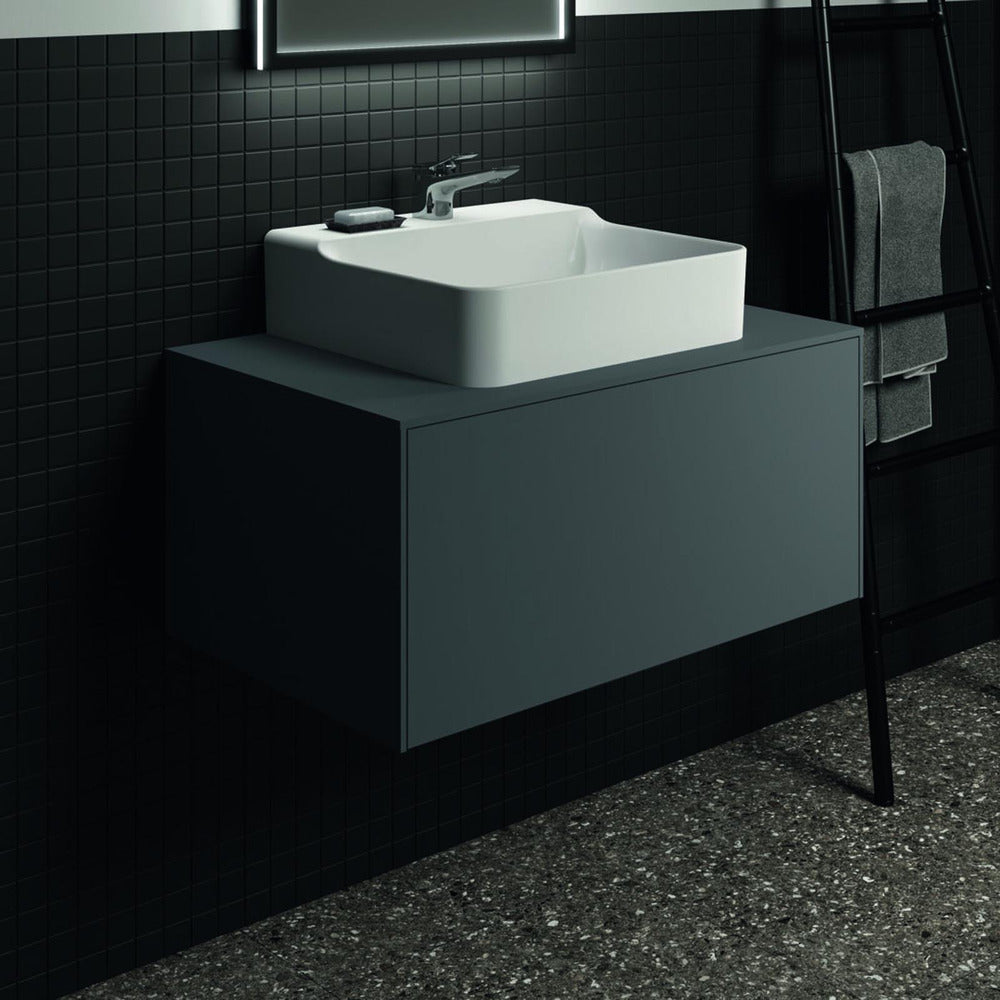 Ideal Standard Atelier Conca Wall-Mounted Base Cabinet Matte Anthracite 1 Drawer with Central Cutout Top 80 cm