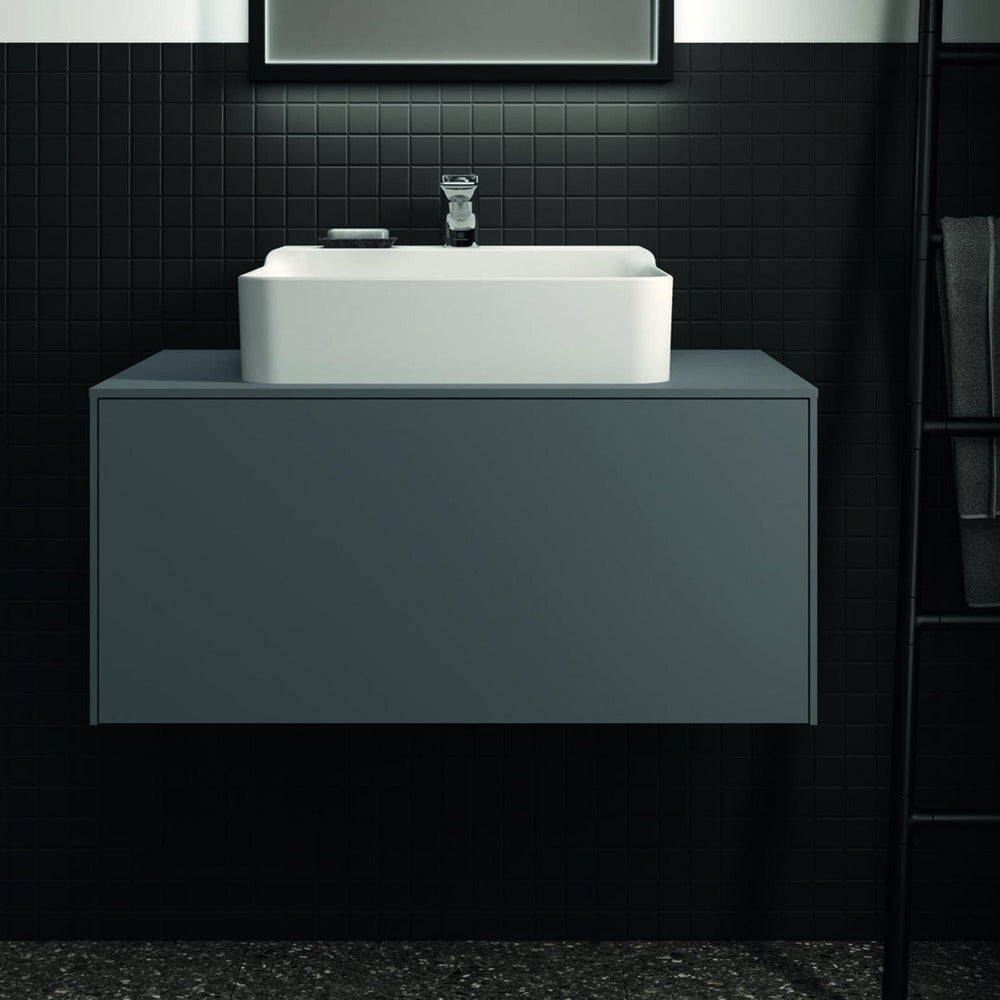 Ideal Standard Atelier Conca Wall-Mounted Base Cabinet Matte Anthracite 1 Drawer with Central Cutout Top 80 cm