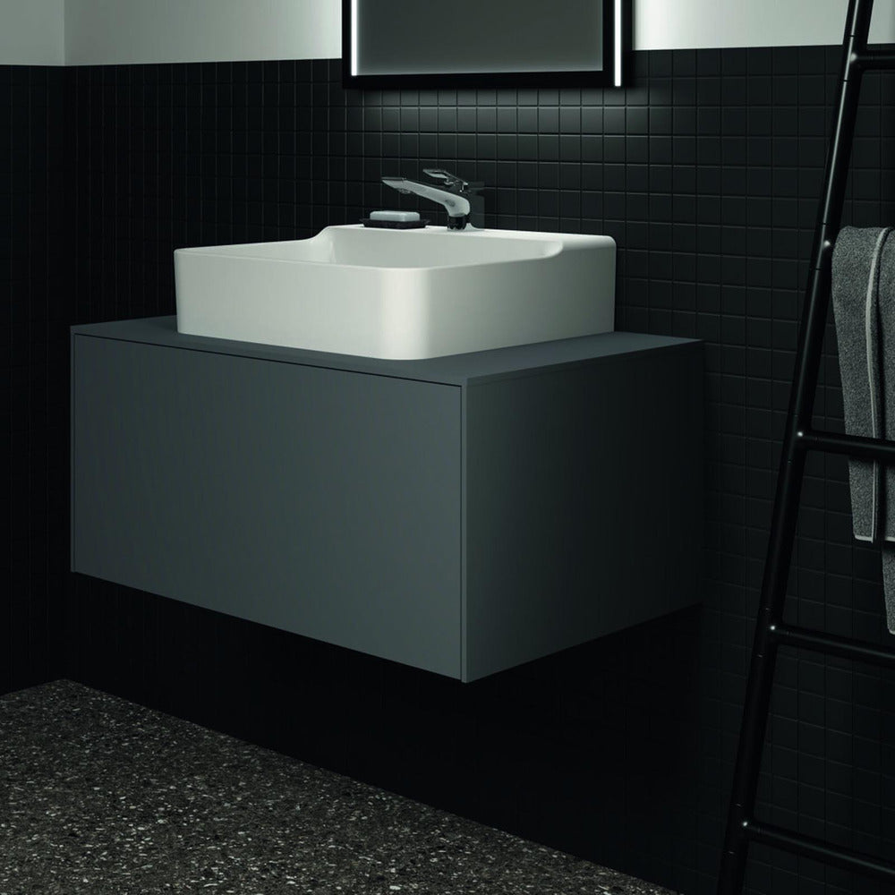 Ideal Standard Atelier Conca Wall-Mounted Base Cabinet Matte Anthracite 1 Drawer with Central Cutout Top 80 cm