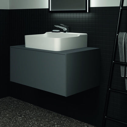 Ideal Standard Atelier Conca Wall-Mounted Base Cabinet Matte Anthracite 1 Drawer with Central Cutout Top 80 cm
