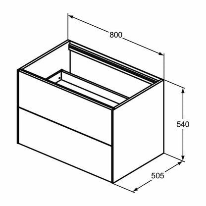 Долна висяща секция Ideal Standard Atelier Conca антрацит мат 2 шкафчета 80 см