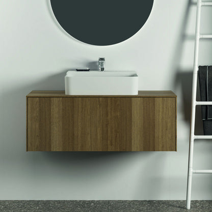 Кабинет за вграждане Ideal Standard Atelier Conca, тъмен орех, 1 чекмедже и плот с централно изрязване, 100 см