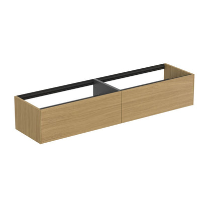 Ideal Standard Atelier Conca Wall-Mounted Base Cabinet Light Oak Finish 2 Drawers 200 cm