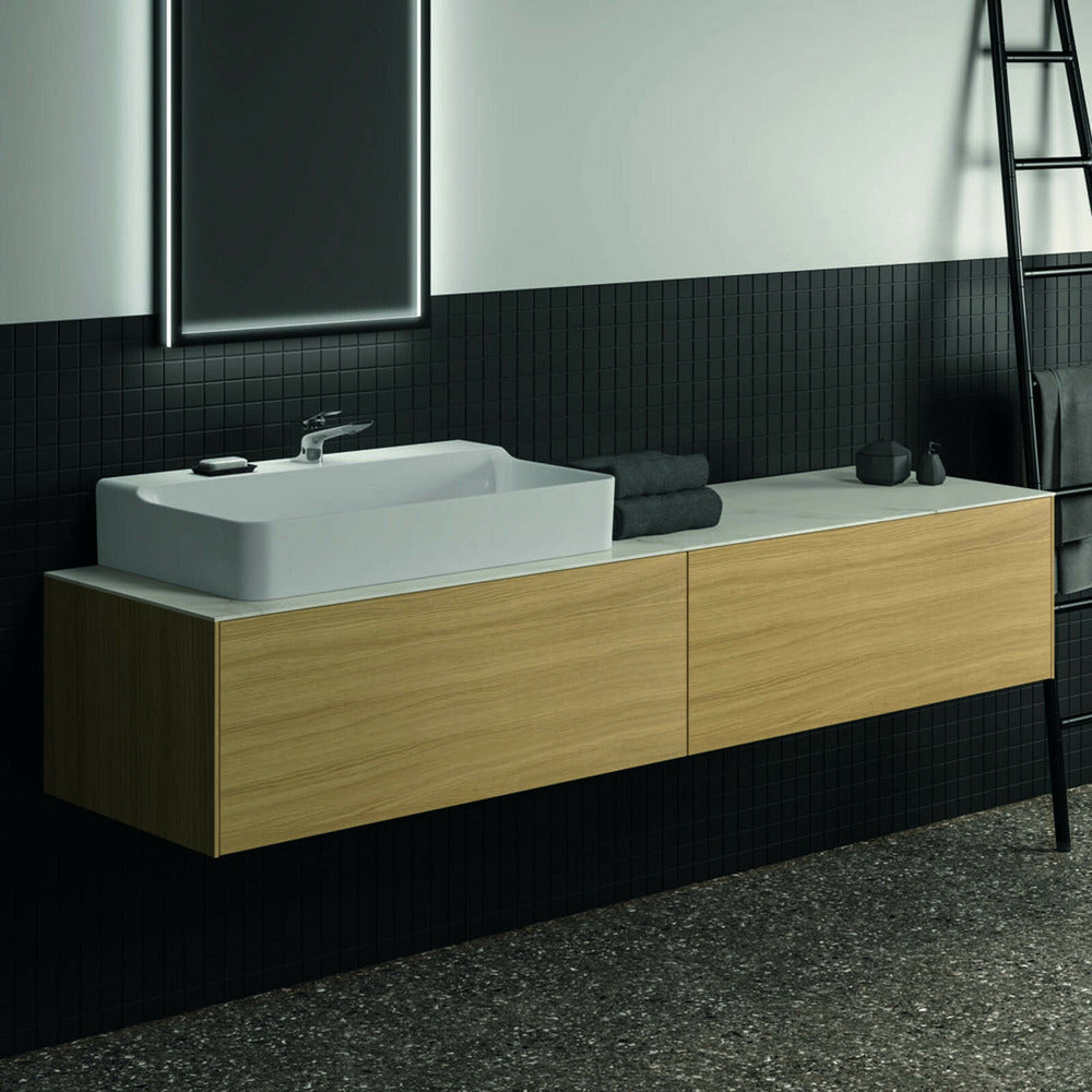 Ideal Standard Atelier Conca Wall-Mounted Base Cabinet Light Oak Finish 2 Drawers 200 cm