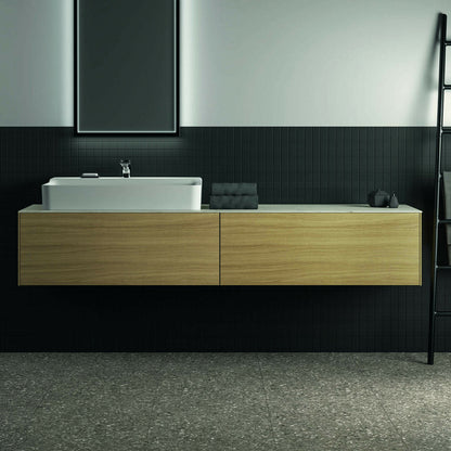 Ideal Standard Atelier Conca Wall-Mounted Base Cabinet Light Oak Finish 2 Drawers 200 cm