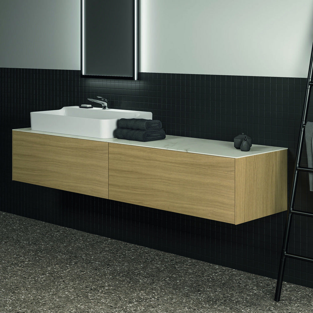 Ideal Standard Atelier Conca Wall-Mounted Base Cabinet Light Oak Finish 2 Drawers 200 cm