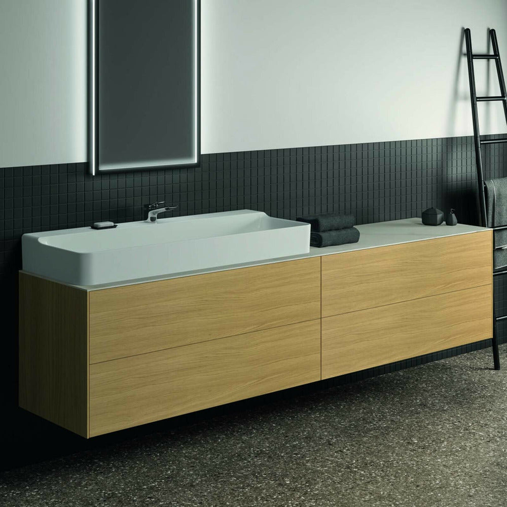Suspended Base Cabinet Ideal Standard Atelier Conca Light Oak Finish 4 Drawers 240 cm