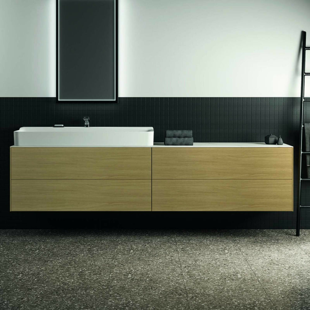 Suspended Base Cabinet Ideal Standard Atelier Conca Light Oak Finish 4 Drawers 240 cm
