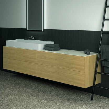 Suspended Base Cabinet Ideal Standard Atelier Conca Light Oak Finish 4 Drawers 240 cm