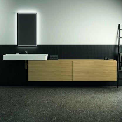 Suspended Base Cabinet Ideal Standard Atelier Conca Light Oak Finish 4 Drawers with Top 240 cm