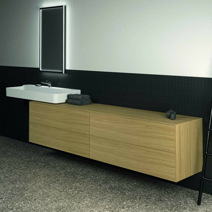Suspended Base Cabinet Ideal Standard Atelier Conca Light Oak Finish 4 Drawers with Top 240 cm