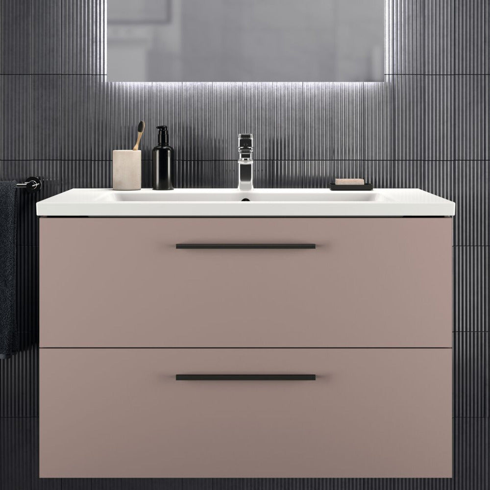 Суспендирован шкаф за баня Ideal Standard i.life B сив - матово бежов 2 чекмеджета 100 см