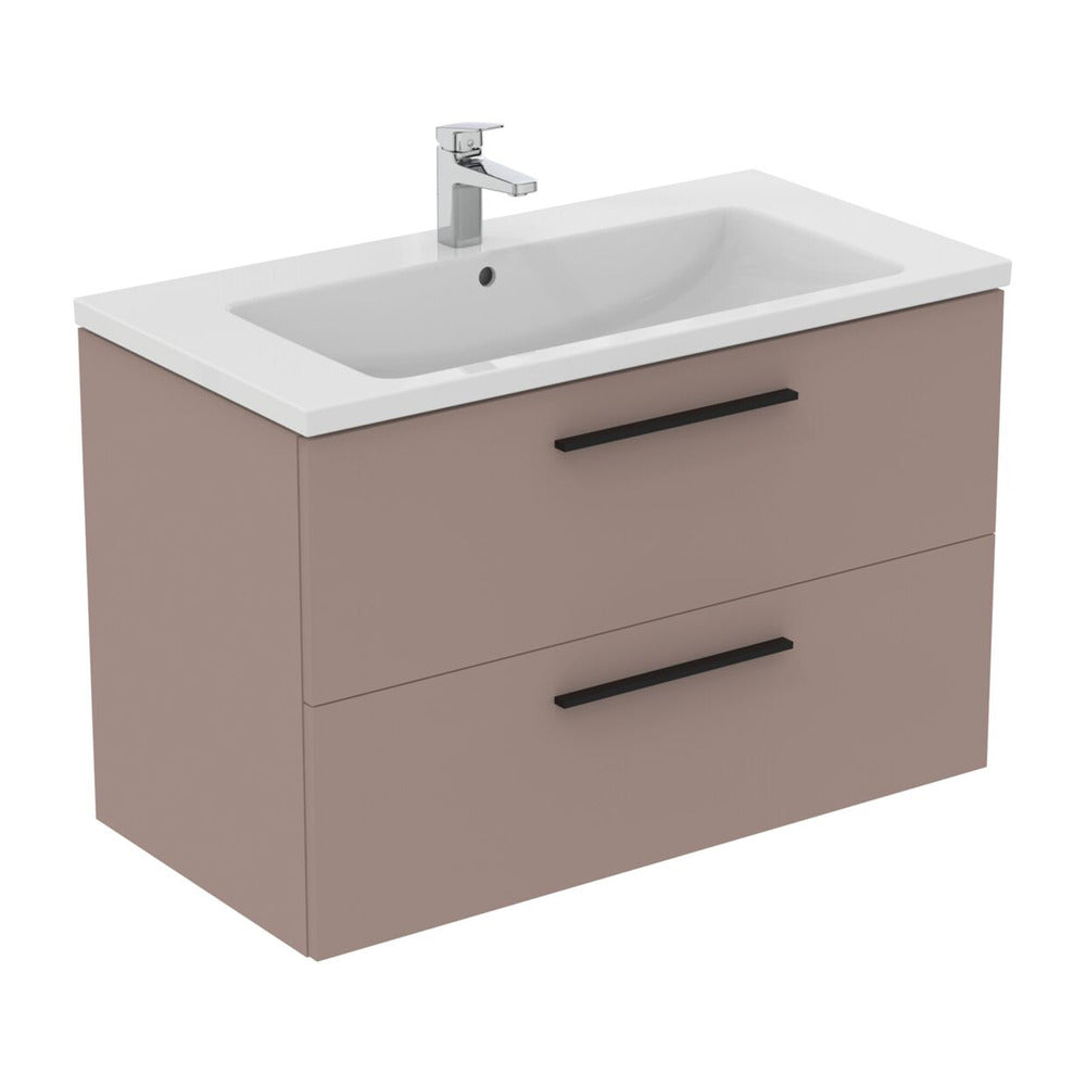 Суспендирован шкаф за баня Ideal Standard i.life B сив - матово бежов 2 чекмеджета 100 см