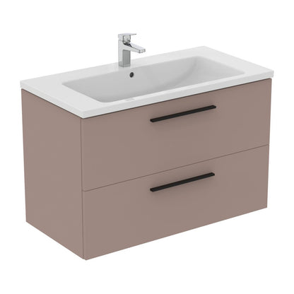 Суспендирован шкаф за баня Ideal Standard i.life B сив - матово бежов 2 чекмеджета 100 см