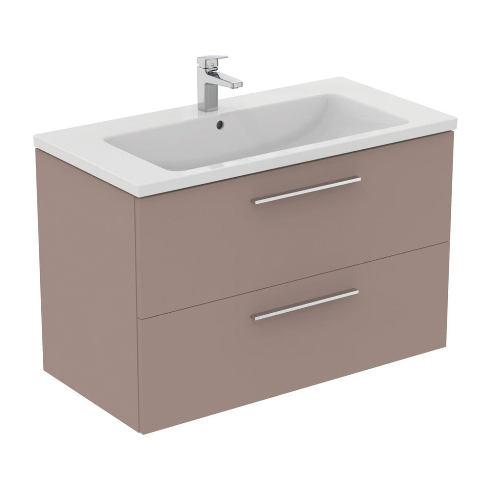 Суспендирован шкаф за баня Ideal Standard i.life B сив - матово бежов 2 чекмеджета 100 см