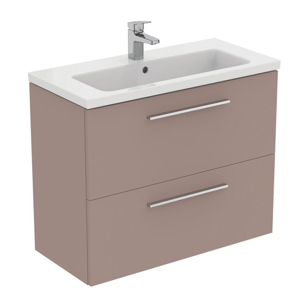 Wall-mounted base cabinet Ideal Standard i.life S 2 drawers gray - beige 80 cm