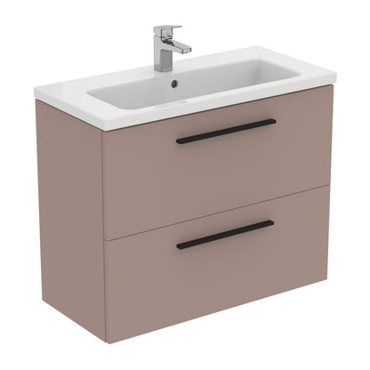 Wall-mounted base cabinet Ideal Standard i.life S 2 drawers gray - beige 80 cm