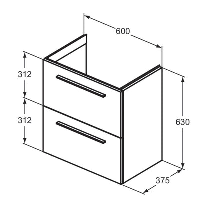 Wall-mounted base cabinet Ideal Standard i.life S 2 drawers oak 60 cm