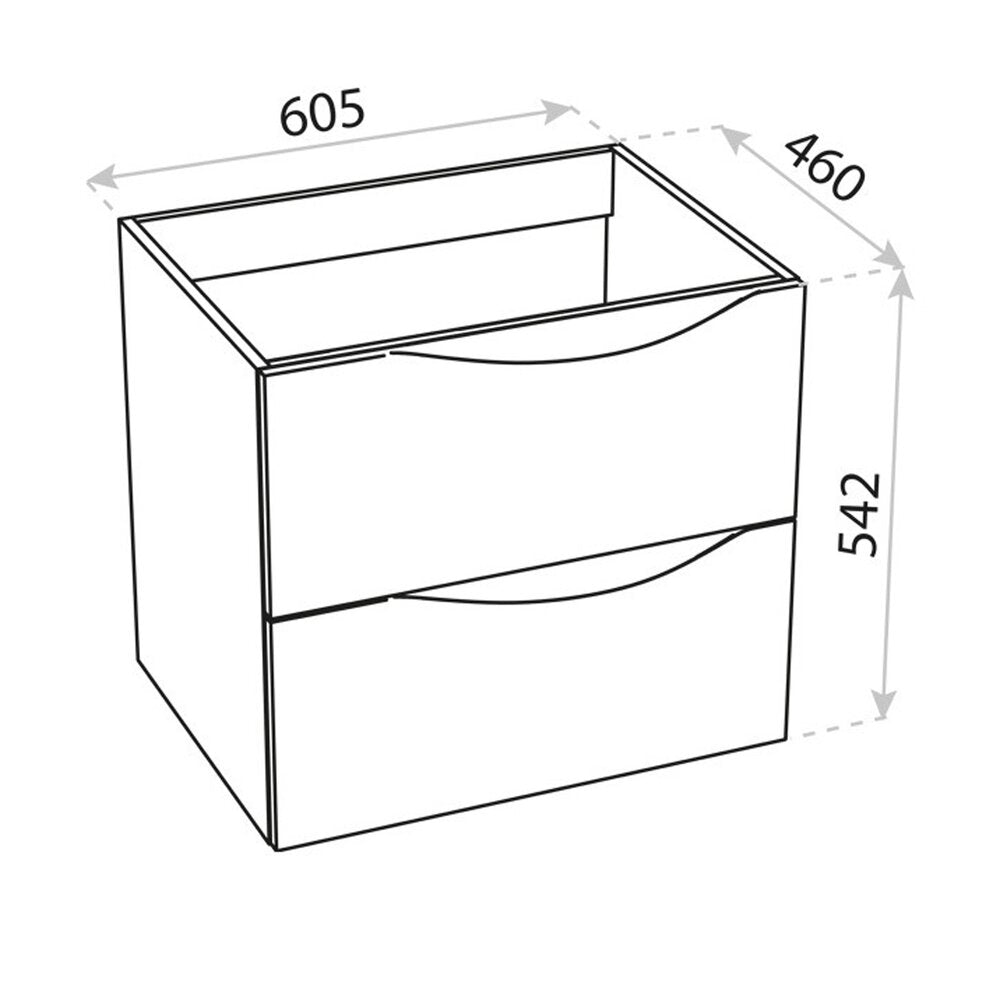 Долап за баня Rune Asger MDF 2 чекмеджета 60 cm бял гланц