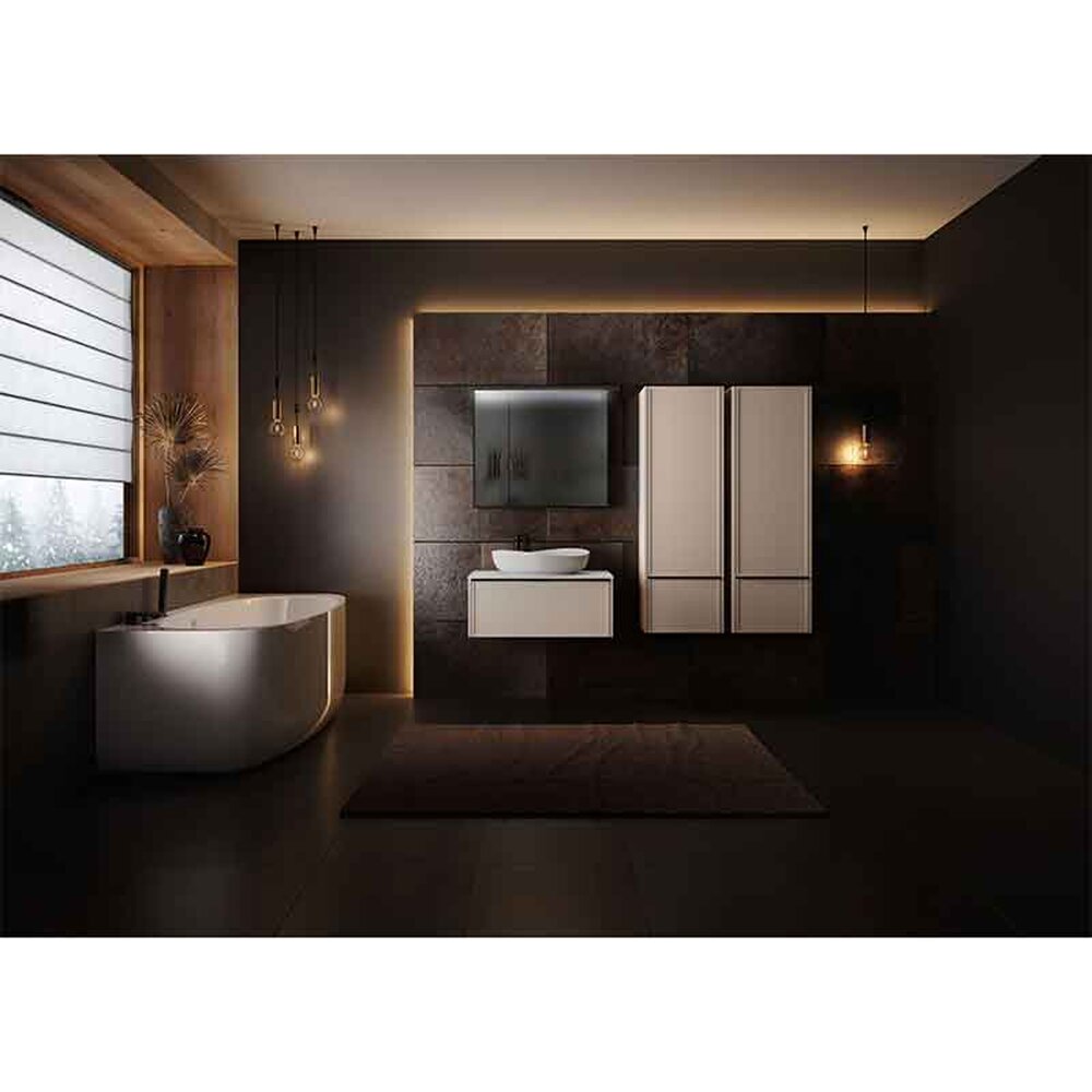 Голям стенен шкаф KolpaSan Orphia с 1 врата и 1 чекмедже 45x140 cm в светло сиво