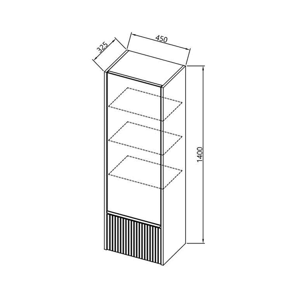 Долен шкаф за баня KolpaSan Orphia riflat 1 врата и 1 чекмедже 45x140 см графит черен