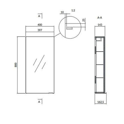 Cersanit Larga White Wall-Mounted Cabinet with Mirror 40 cm