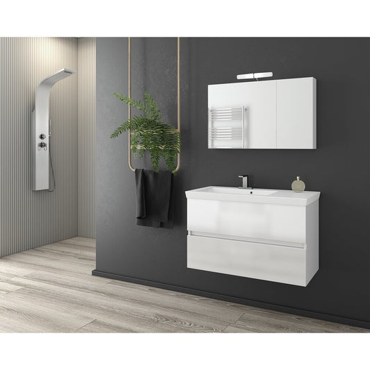 Долап с огледало, висящ Drop Luxus/Status бял, 2 врати, 75 см