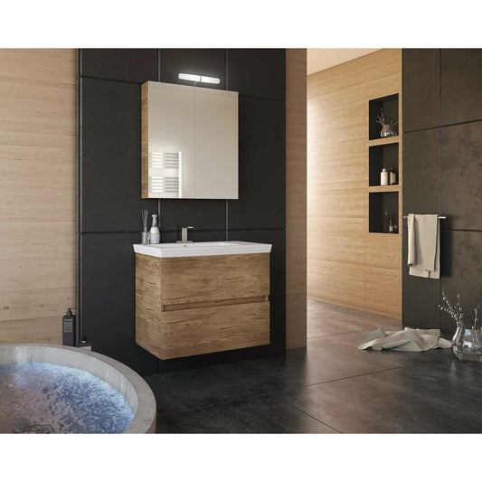 Долна шкафа с огледало Drop Luxus кафяв 2 врати 60 см