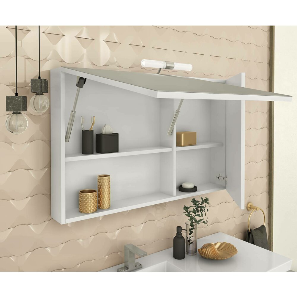Wall-mounted mirror cabinet Drop Status white 2 doors 97 cm