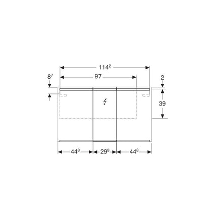 Geberit Option 120 cm Wall-Mounted Mirror Cabinet with 3 Doors