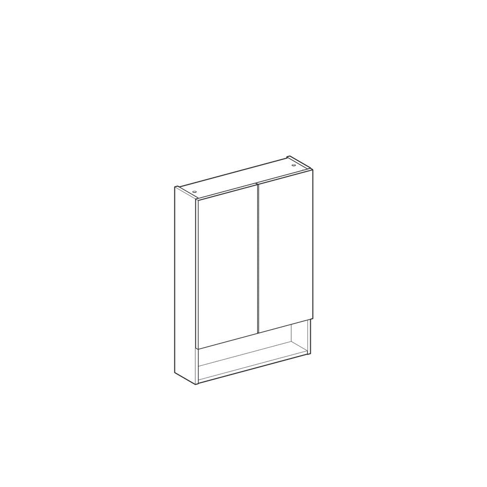 Geberit Selnova Square Wall-Mounted Mirror Cabinet Dark Grey Lava 2 Doors 59 cm