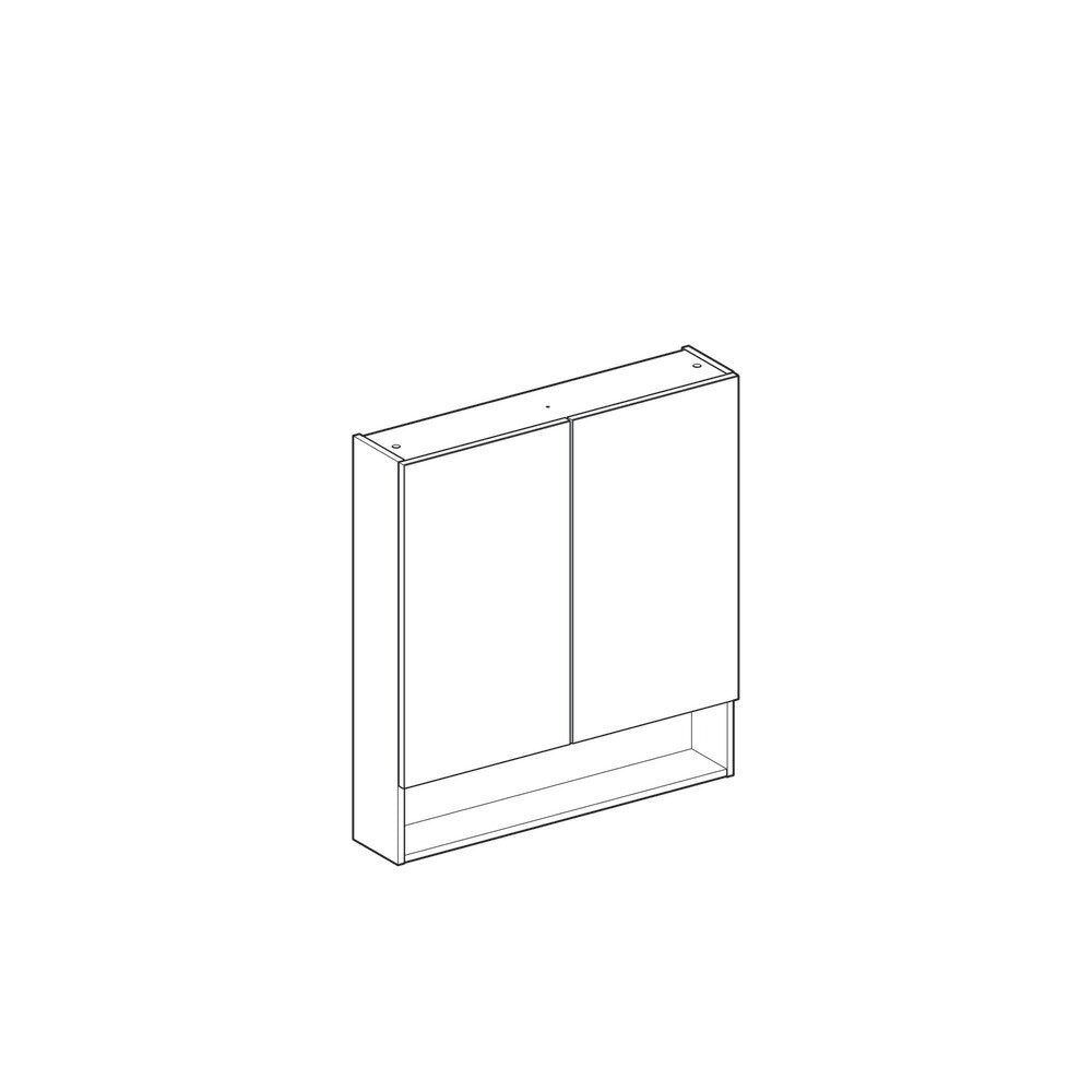 Geberit Selnova Square Wall-Mounted Mirror Cabinet Dark Grey Lava 2 Doors 79 cm