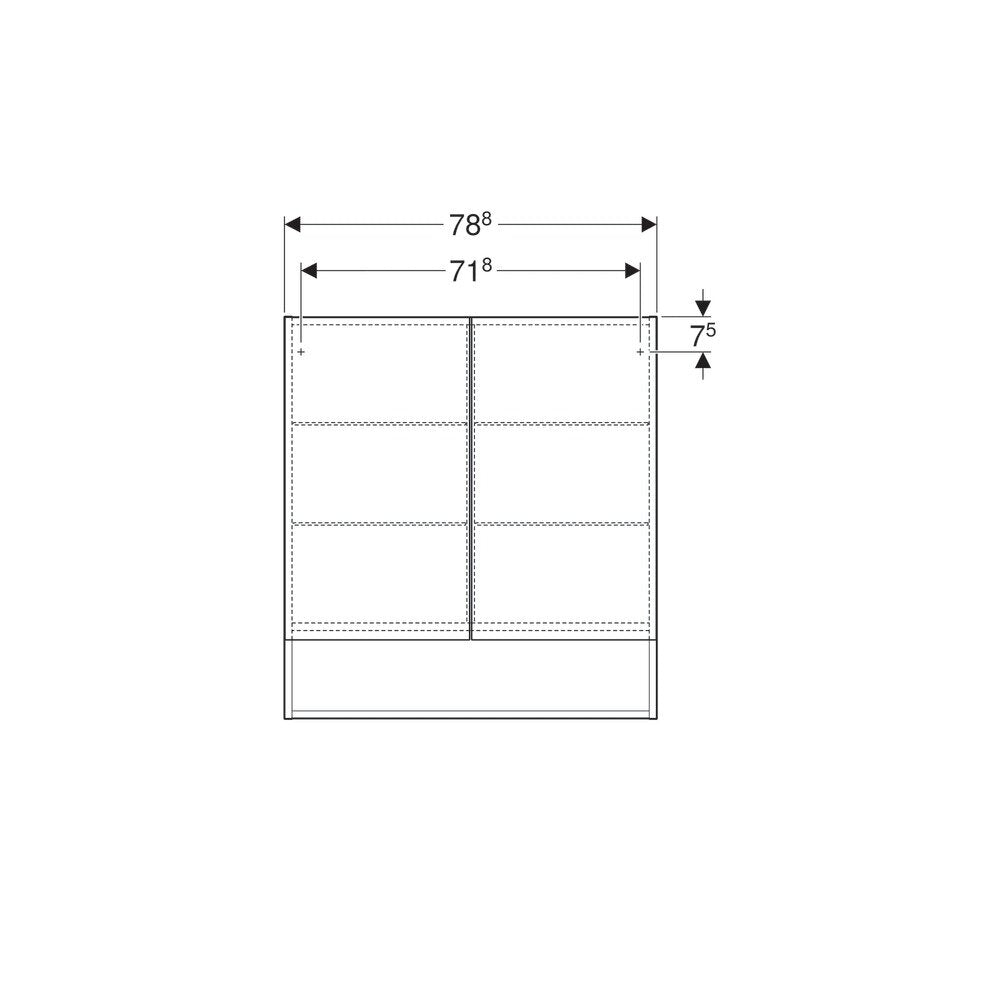 Geberit Selnova Square Wall-Mounted Mirror Cabinet Dark Grey Lava 2 Doors 79 cm
