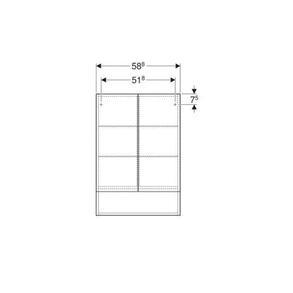 Geberit Selnova Square Wall-Mounted Mirror Cabinet Walnut 2 Doors 59 cm