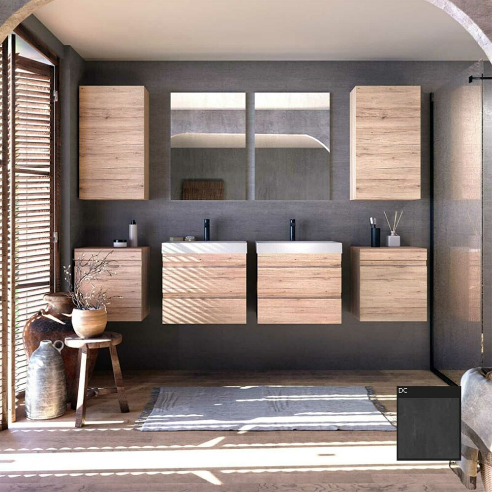 KolpaSan Naomi Wall-Mounted Mirror Cabinet Dark Grey 1 Door 50 cm