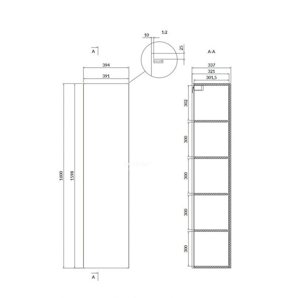 Cersanit Larga White Wall-Mounted Tall Cabinet