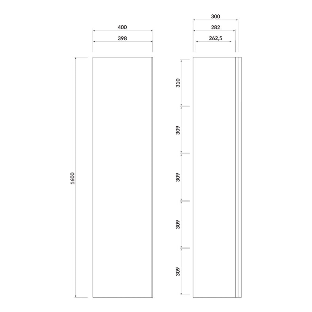 Cersanit Virgo High Wall Cabinet Grey Oak 160x40 cm